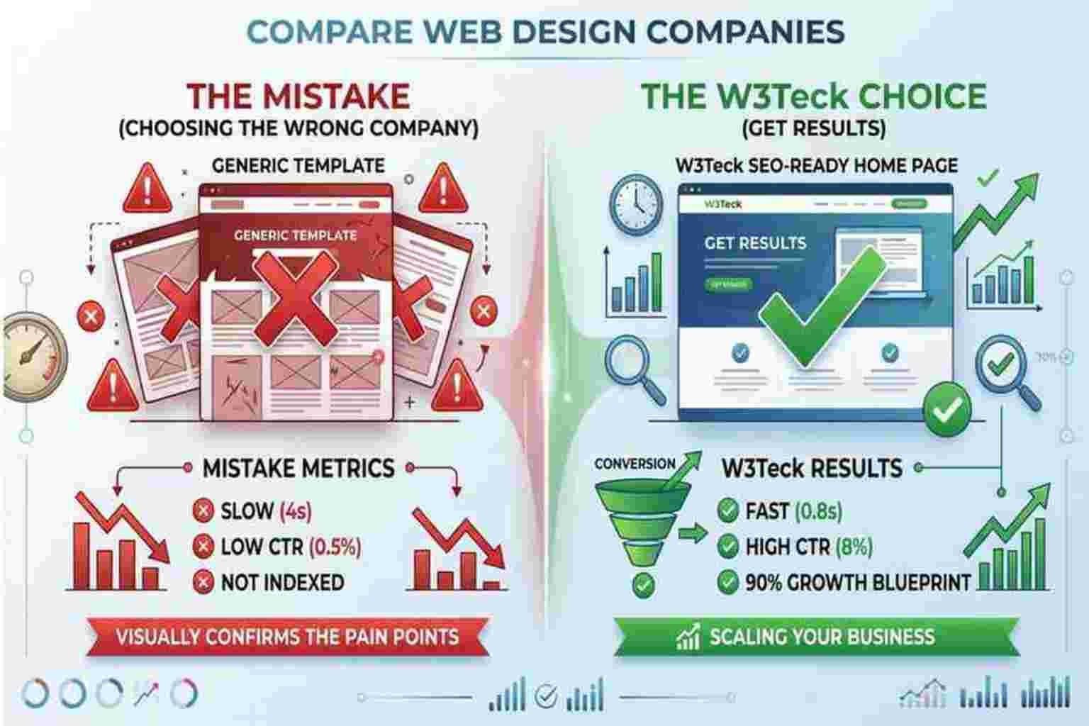 Choosing the right website design company vs generic templates for SEO - Creative marketing agency W3Teck Solutions