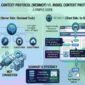 Infographic comparing WebMCP and MCP for AI agent optimization, AEO, and digital marketing strategy