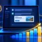 Laptop showing a ChatGPT style advertising interface with digital marketing analytics